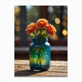 Jar Of Flowers Canvas Print