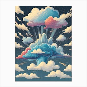 Cartoon Clouds In The Sky Canvas Print