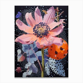 Surreal Florals Lilac 3 Flower Painting Canvas Print