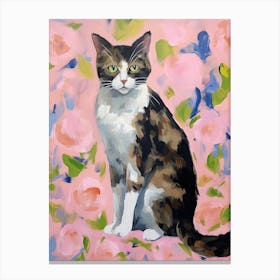 A Japanese Bobtail Cat Painting, Impressionist Painting 4 Canvas Print