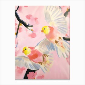 Pink Ethereal Bird Painting American Goldfinch 1 Canvas Print