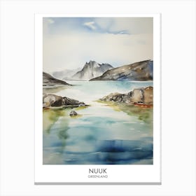 Nuuk 3 Watercolour Travel Poster Canvas Print