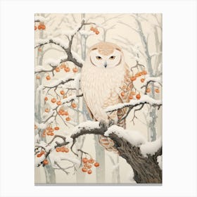 Winter Bird Painting Owl 4 Canvas Print