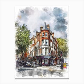 Hammersmith London Borough   Street Watercolour 3 Canvas Print