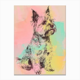 Pastel Silky Terrier Dog Pastel Line Illustration  2 Canvas Print