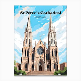 St Peters Cathedral Australia Travel Illustration Canvas Print