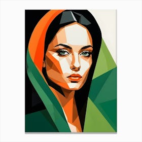 Geometric Woman Portrait Pop Art (54) Canvas Print