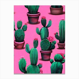 Pink Cactus art print Canvas Print