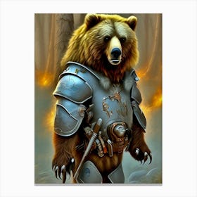 Warrior Grizzly Bear In Armor Canvas Print