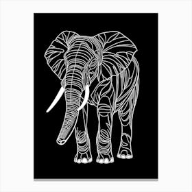 Elephant On A Black Background 2 Canvas Print