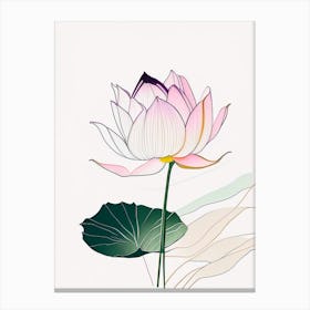 Lotus Flower In Garden Abstract Line Drawing 1 Canvas Print