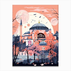 Hagia Sophia   Istanbul, Turkey   Cute Botanical Illustration Travel 0 Canvas Print