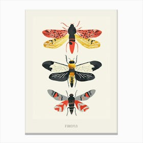 Colourful Insect Illustration Firefly 3 Poster Canvas Print