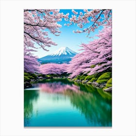 Cherry Blossoms In Japan Cherry Blossoms Mount Fuji Japan Canvas Print