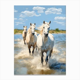 Horses Painting In Camargue, France 2 Canvas Print