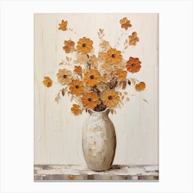Marigold, Autumn Fall Flowers Sitting In A White Vase, Farmhouse Style 1 Canvas Print