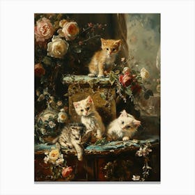 Rococo Inspired Painting Of Kittens 5 Canvas Print