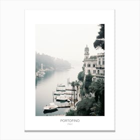 Poster Of Portofino, Italy, Black And White Photo 1 Canvas Print