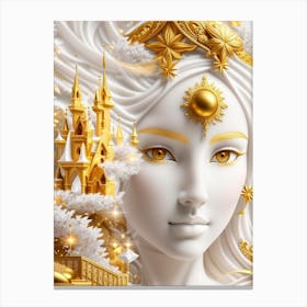 Golden Girl With Castle Canvas Print