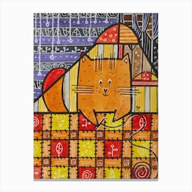 Cat In A Blanket Canvas Print