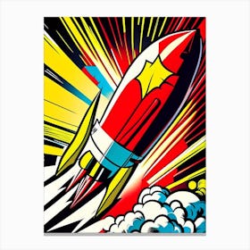 Rocket Bright Comic Space Canvas Print