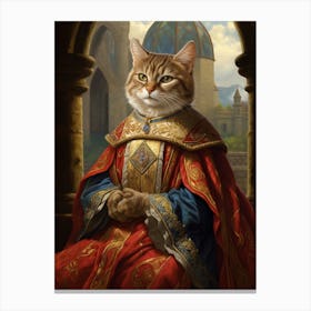 Contemplatative Cat In Royal Clothing Canvas Print