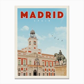 Madrid Spain Puerta Del Sol Travel Poster Canvas Print