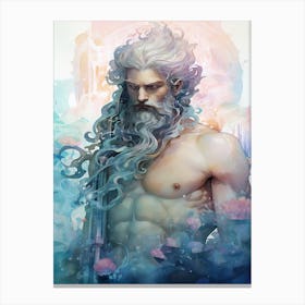  A Watercolor Of Poseidon 1 Canvas Print