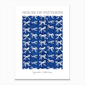 White And Blue Bows 8 Pattern Poster Canvas Print