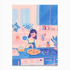 Girl Making A Pizza Lo Fi Kawaii Illustration 2 Canvas Print