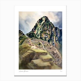 Machu Picchu Peru 4 Watercolour Travel Poster Canvas Print