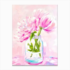 Pink Peonies In A Vase Canvas Print