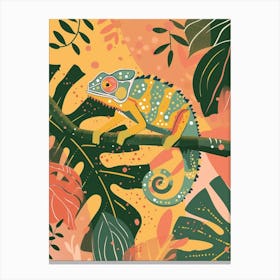 Chameleon In The Jungle Modern Abstract Illustration 3 Canvas Print