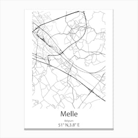 Melle,Belgium Minimalist Map Canvas Print