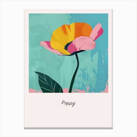 Poppy 1 Square Flower Illustration Poster Canvas Print