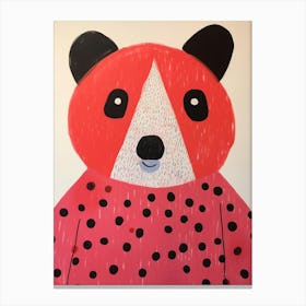 Pink Polka Dot Red Panda 1 Canvas Print