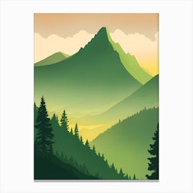 Misty Mountains Vertical Background In Green Tone 6 Canvas Print