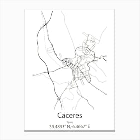 Caceres,Spain Minimalist Map Stampe su tela