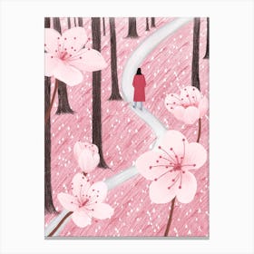 Pink Botanical Girl Canvas Print