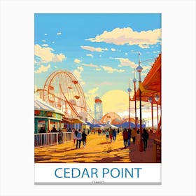 Cedar Point Ohio Print Amusement Park Art Roller Coaster Wall Decor Sandusky Attraction Poster Thrill Ride Illustration Theme Park Adventure Canvas Print