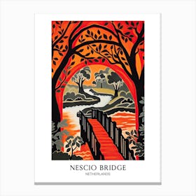 Nescio Bridge, Netherlands, Travel Poster Canvas Print