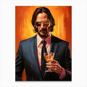 John Wick with a Drink Art Canvas Print