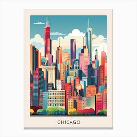 Chicago Colourful Travel Poster 10 Canvas Print