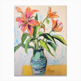 Flower Painting Fauvist Style Gloriosa Lily 3 Canvas Print