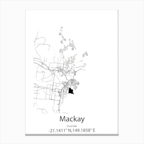 Mackay,Australia Minimalist Map Canvas Print