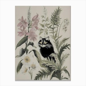 Cat In Flowers Canvas Print