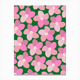 Retro Flower Pink And Green Canvas Print