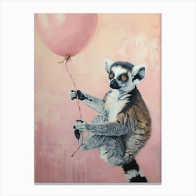 Cute Lemur 3 With Balloon Canvas Print