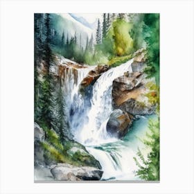 Krimml Waterfalls, Austria Water Colour  (1) Canvas Print