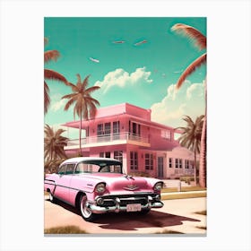 Pink Palm Springs Kitsch 4 Canvas Print